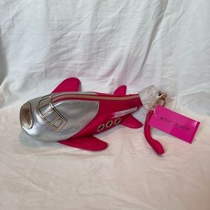 Betsey Johnson Plane Wristlet - pink and sliver